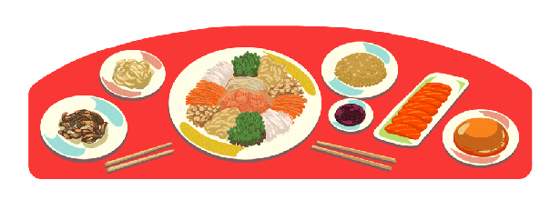 Yee Sang recipe , healthy salad with fresh vegetables , fruits to tossing luck in lunar chinese new year